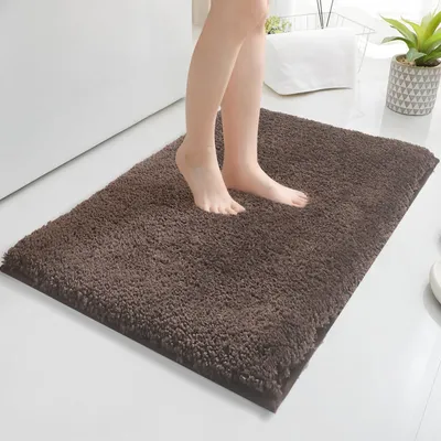 Produktbild von Weiche Badematte 50 x 80 cm, rutschfeste Badematte mit TPR-Rückseite, maschinenwaschbar, Badematte mit flauschiger Optik, wasserabsorbierende Mikrofaser-Badematte/Duschmatte