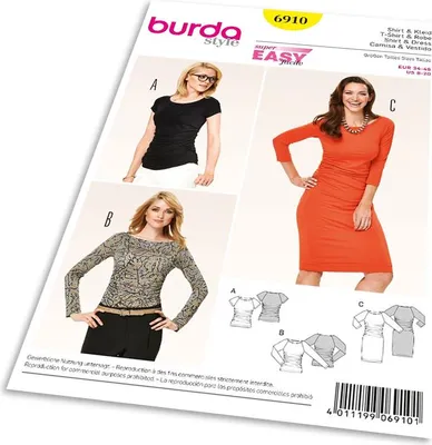 Image de Patron Burda 6910 - T-shirt, robe simple en jersey