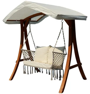 Produktbild von ALEOS. Design Hollywood Schaukel mit Sitzbank Waikiki aus Holz Lärche mit Dach