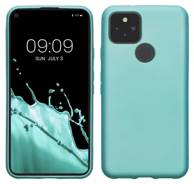 Produktbild von kwmobile Handyhülle für Google Pixel 5 Hülle - Silikon Case metallisch schimmernd - Schutzhülle Cover - Metallic Mintgrün