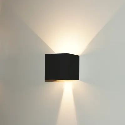 Produktbild von LED Wandleuchte schwarz außen & innen verstellbarer Lichtausfall 6W COB 490lm warmweiß