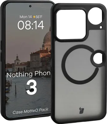 Produktbild von Schutzhülle mit Magnetring + gehärtetem Glas Bizon MatteO Pack für Nothing Phone (3), Getönt-Schwarz