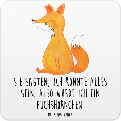 Produktbild von Mr. & Mrs. Panda Untersetzer für Gläser Einhorn Wunsch 15er Set - Weiß - Geschenk, Fuchshörnchen, Fuchs, Einhörner, Tassenuntersetzer, Glas-Untersetzer, Unicorn, Coaster