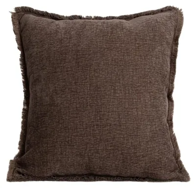 Zdjęcie produktu dla HOMLA Poszewka ZAMBRA z dodatkiem lnu brązowa z frędzlami 45x45 cm