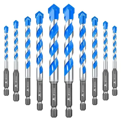 Produktbild von Steinbohrer-Set mit Sechskantschaft für Beton und Fliesen 6mm, 8mm, 10mm, 12mm