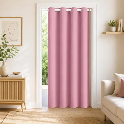 Produktbild von Türvorhang Blickdicht Vorhang Raumteiler Thermoisolierte Sichtschutz Ösenschal Gardine mit Ösen für Wohnzimmer Schlafzimmer, Rosa, 132x203cm
