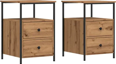 Produktbild von Nachttische 2 Stk. Artisan-Eiche 34x35,5x50 cm Holzwerkstoff