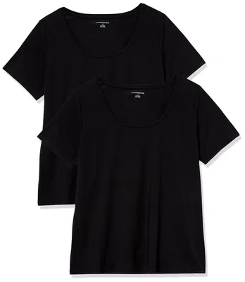 Produktbild von A. Essentials Damen Sommer-Oberteile, Regular-Fit Kurzarm-T-Shirts mit U-Ausschn