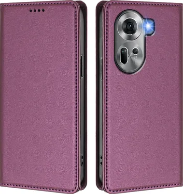 Immagine prodotto di Custodia in pelle per Oppo Reno11 5G, custodia a libro magnetica in Finto cuoio con supporto, viola