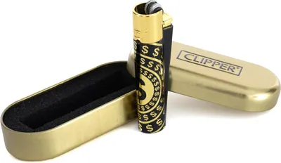 Produktbild von Clipper Metall Feuerzeug : Clipper Metall Dollar V1 Gold / Schwarz