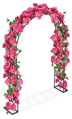 Image de Arche de roses, support floral en forme d'arche, support à fleurs, couleur noire, idéal pour les jardins extérieurs, les plantes grimpantes et les cérémonies de mariage.