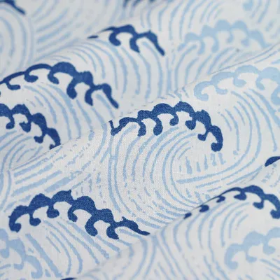 Productafbeelding van Cretonne-stof, gestileerde golf, blauw