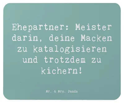 Produktbild von Mr. & Mrs. Panda Mousepad Spruch Ehepartner Schätze - Meeresbrise - Geschenk, Geschenke, Freundschaft, pc mausunterlage, Jahrestag, Lächeln, herzerwärmende Sprüche
