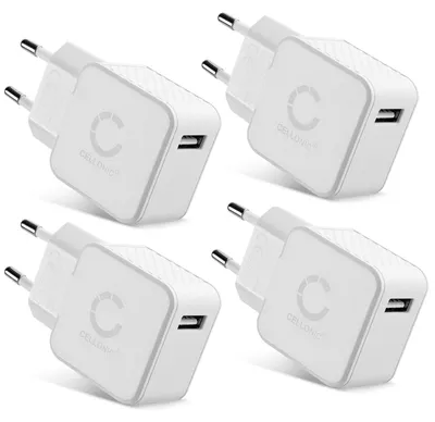 Produktbild von CELLONIC Schnelles Laden: USB Ladegerät (4Pack) für Handy Smartphone Tablet Kamera Lautsprecher uvm - Ladeadapter mit 5W Schnellladegerät, Ladestecker / USB Lader