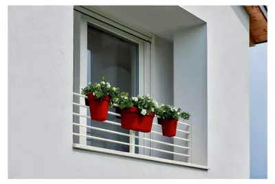 Produktbild von Inis Blumenkasten mit Untersetzer, 50 cm, rot, Kunststoff