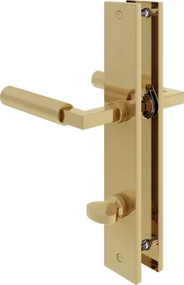 Produktbild von Baustil Türdrücker Lübeck Langschildgarnitur Messing Optik 245x45mm Schildgarnitur WC DIN Norm