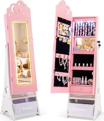 Immagine prodotto di Mobiletto portagioie per bambini con specchio e illuminazione a LED
