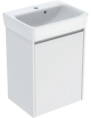 Produktbild von Geberit Renova Plan Set Handwaschbecken mit Unterschrank, eine Tür: 50x69.7x38cm, Breite Waschtisch=50cm, Waschtisch: weiß, Korpus, Front: weiß / lackiert seidenmatt