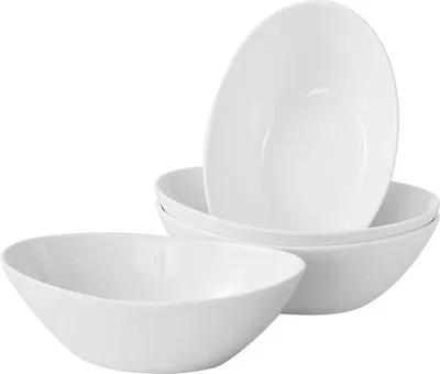 Obrázok produktu pre Sada bielych porcelánových misiek na cestoviny, polievky a dezerty, vhodné do mikrovlnnej rúry