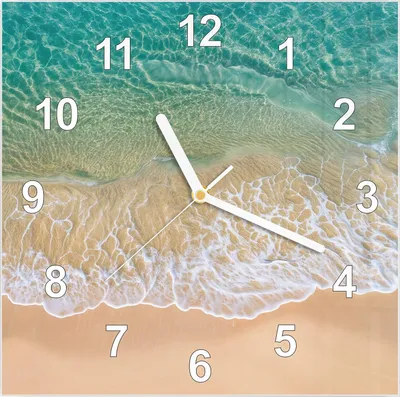 Produktbild von Wanduhr aus Glas mit Motiv Strandwellen- 30 x 30 cm - inkl. Aufhängesystem