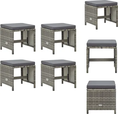 Produktbild von vidaXL Gartenhocker 4 Stk. mit Sitzkissen Poly Rattan Grau -  Gartenstühle