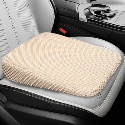 Produktbild von Keilförmiges Autositzkissen - Sitzkissen aus Memory-Schaum - 6 cm - Sitzverbesserung - Höhenverstellbar - Für Büro, Auto und Rollstuhl - Beige
