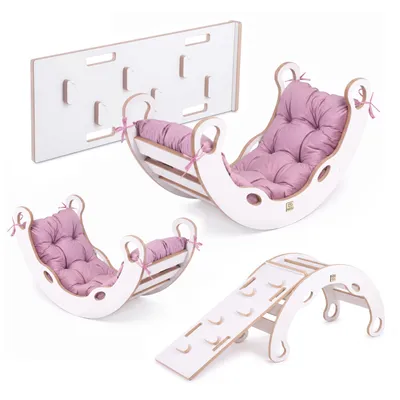 Immagine prodotto di MISIOO Arco di risalita con cuscino per bambini - Dondolo per bambini con bordi arrotondati per la sicurezza - MDF bianco - Superficie laminata - 90x41x50 cm
