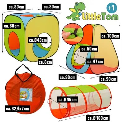 Produktbild von Bällebad Spielzelt Set 260x90x100cm Popup Spielhaus Kinder Zelt Tunnel