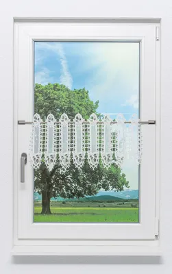 Produktbild von Scheibengardine Plauener Spitze - Rosenblätter  (Bx H) 81cm * 30cm perlweiß/Weiß