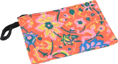 Produktbild von Farbenfrohe Boho Kosmetiktasche, Upcycling Etui, Stiftmäppchen - Orange, Uni - Erwachsene, Rot, Baumwolle, 12*18*1 cm, Kleine Taschen für Kosmetik, Schreibzeug, Mehr