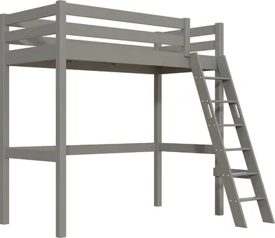 Produktbild von Hochbett holz 90x200 mit Leiter Sylvia schräge Leiter - Grau