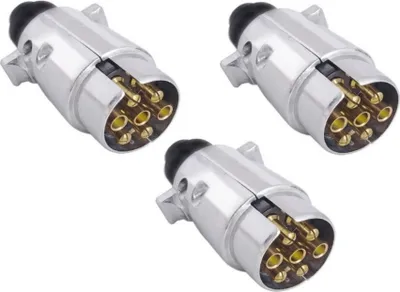Produktbild von 3 Stück Kabelstecker 7 polig Metall Wohnwagen Anhänger Stecker Anhängerstecker