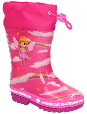Produktbild von American Club KAL38 Kinder Gummistiefel wasserdicht Fuchsia mit Feenmotiv 31