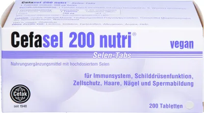 Zdjęcie produktu dla Cefasel 200 nutri tabletki selenowe dla układu odpornościowego, funkcji tarczycy, ochrony komórek, włosów, paznokci i produkcji spermy, 200 tabletek