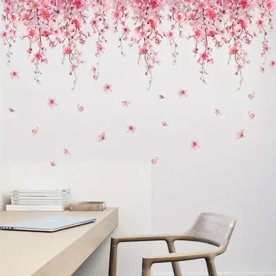 Produktbild von Selbstklebende Kirschblüten-Wandaufkleber, rosa Blumen-Aufkleber, Dekor für Küche, Schlafzimmer, Wohnzimmer, Frühlingsdekoration