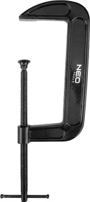 Produktbild von NEO TOOLS Profi Schraubzwinge Typ C (G) – Robuste G-Klemme aus Gusseisen, Mit Spindelmechanismus