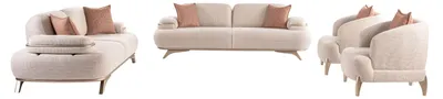 Produktbild von Sitzgruppe/Sofa Set - Wohnzimmergarnitur "Rosessia" 3+3+1-Beige