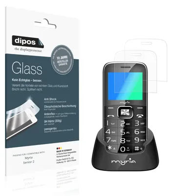 Produktbild von 2x Schutzfolie für Myria Senior 2 matt - Anti-Shock 9H Folie dipos Glass Kunststoffglas