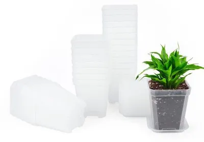 Obrázok produktu pre Sada kvetináčov – 24 kusov – štvorcové mini kvetináče – plastové – 7 cm