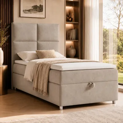 Produktbild von Best for Home Boxspringbett mit Bettkasten Trinity K2-SINGLE 80x200 Bonellfederkern inkl. Topper – Beige