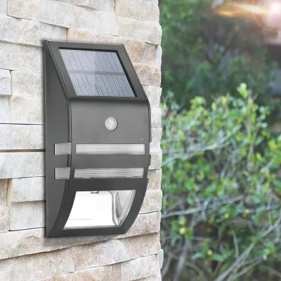 Obrázok produktu pre Solárne napájanie PIR snímač pohybu 2 LED cesta nástenné svetlo záhradné bezpečnostné lampy čierna teplá biela
