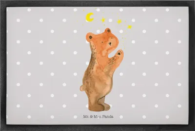 Produktbild von Mr. & Mrs. Panda Schmutzfänger Verliebter Bär 50 x 75 cm - Grau Pastell - Geschenk, Schmutzfangmatte, Spruch, Verliebte, Fussmatte, Teddy, Schmutzmatte, Partner, fußmatte