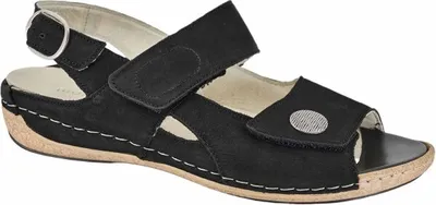 Produktbild von Waldläufer Heliett, bequeme Damen Nubukleder Sandalen in schwarz, Extra-Weite H, für lose Einlagen