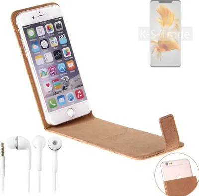 Produktbild von K-S-Trade Schutzhülle mit Kopfhörer kompatibel mit Huawei Mate 50 Pro Handyhülle Cover Kork Tasche Flipstyle Case