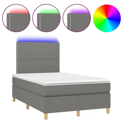 Produktbild von vidaXL Boxspringbett mit Matratze & LED Dunkelgrau 120x200 cm Stoff
