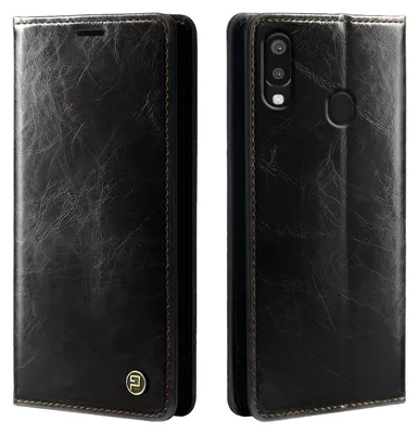 Produktbild von Handyhülle für Samsung Galaxy A40 Kunstleder Klapphülle Vintage Cover Hülle RFID Schutz Case Kartenfach Farbe: Schwarz