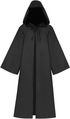 Productafbeelding van Volwassen Mantel - Capuchon Gewaad - Cosplay Feest - Uni Uniform - Maattabel Beschikbaar - Zwart