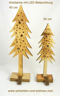 Produktbild von Tanne Holz natur geflammt mit LED ca. 34 cm
