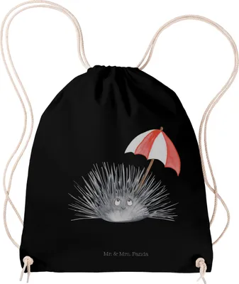 Produktbild von Mr. & Mrs. Panda gym tasche Seeigel - Schwarz - Geschenk, Gymbag, Lebe, Meer, gymnastiktasche, Hier und Jetzt, sporttasche klein, Leben, wander rucksack, Selbstliebe