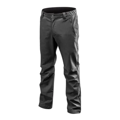 A pair of black softshell work pants shown from the front against a white background.